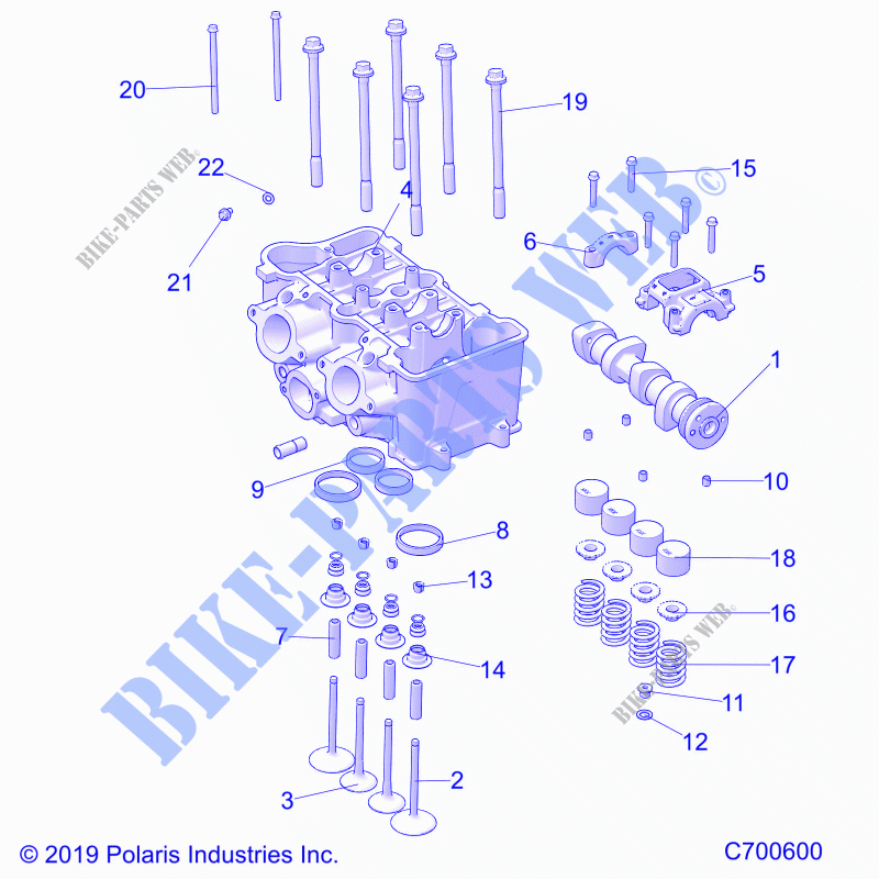 ENGINE, CYLINDER HEAD AND VÃLVULAS   R21TAA99A1/A7/B1/B7 (C700600) para Polaris RANGER 1000 FULL SIZE 2021